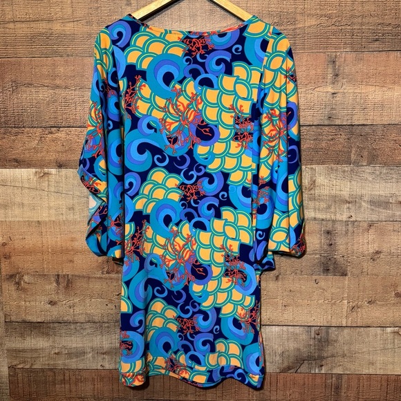 🌻 Tracy Negoshian Dress Swim Cover Women’s size Small Mermaid Scales Coral Swirl - Picture 2 of 9